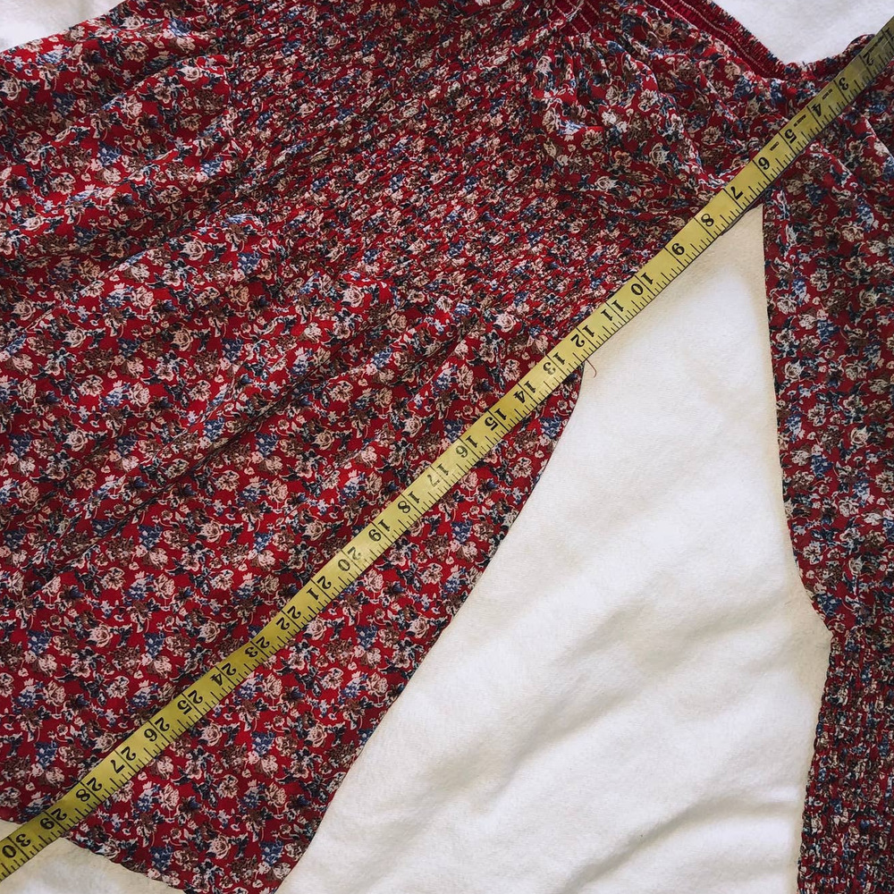Pretty Little Thing Red/ Floral Print Long Sleeve Mini Sweetheart Dress NWT- 6 - Picture 8 of 12
